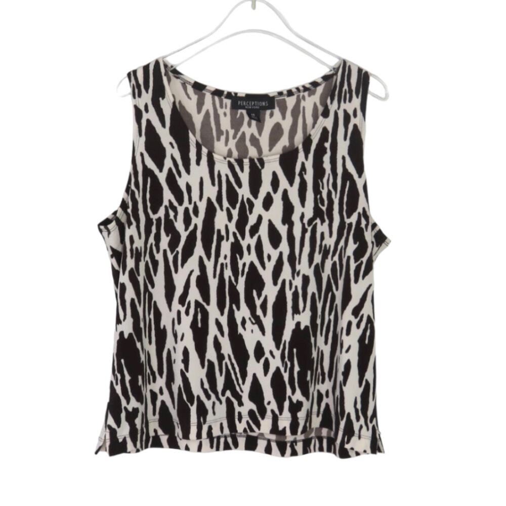 Perceptions 90s Vintage Cow Print Sleeveless Top Large Retro Casual